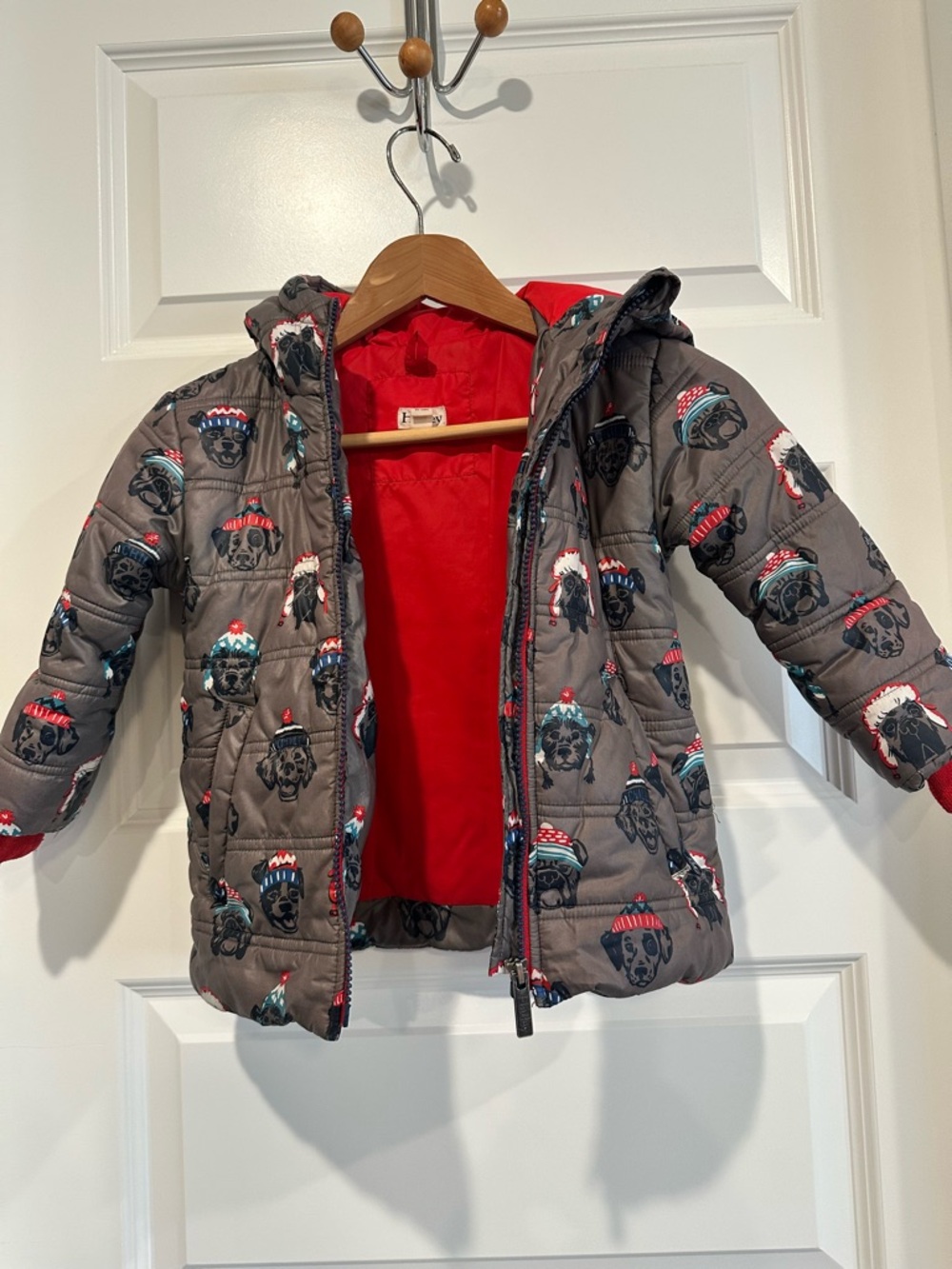 Hatley Toddler Puffer Jacket Size 3 Winter Dogs Print Hooded Coat - EUC - Picture 3 of 5